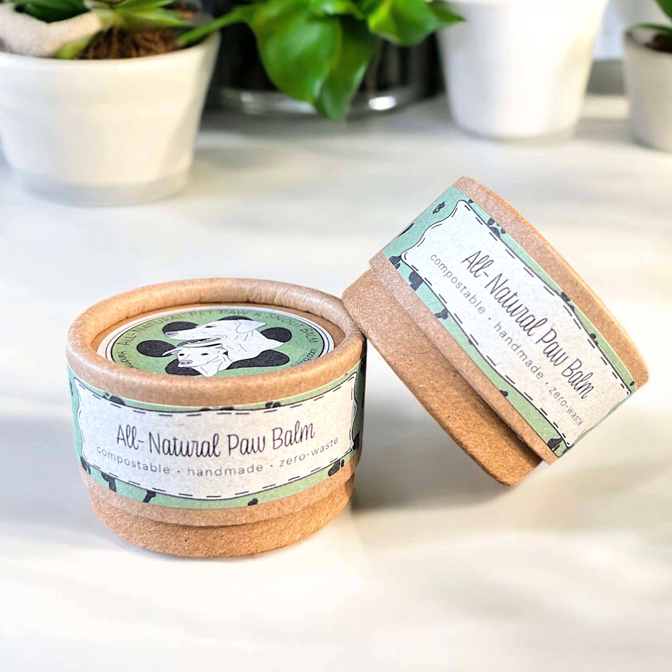 All-natural dog paw balm tins for dry snout and paw pads