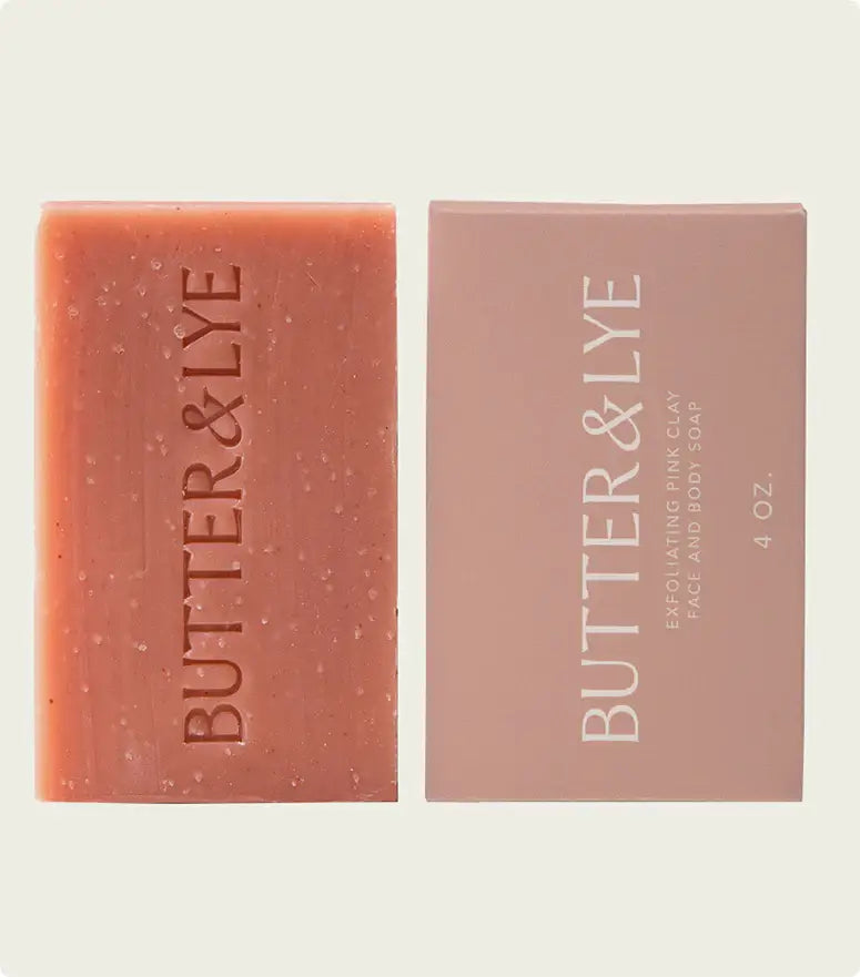 Organic zero-waste French pink clay facial cleanser soap ba