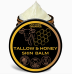 Grass-fed tallow and raw honey skin balm jar by Untamed Organics
