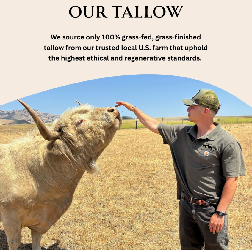Regeneratively raised grass-fed tallow skin balm for face and body