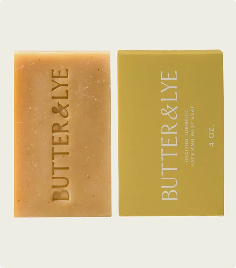 Fragrance-free organic turmeric soap bar for sensitive skin by Butter & Lye