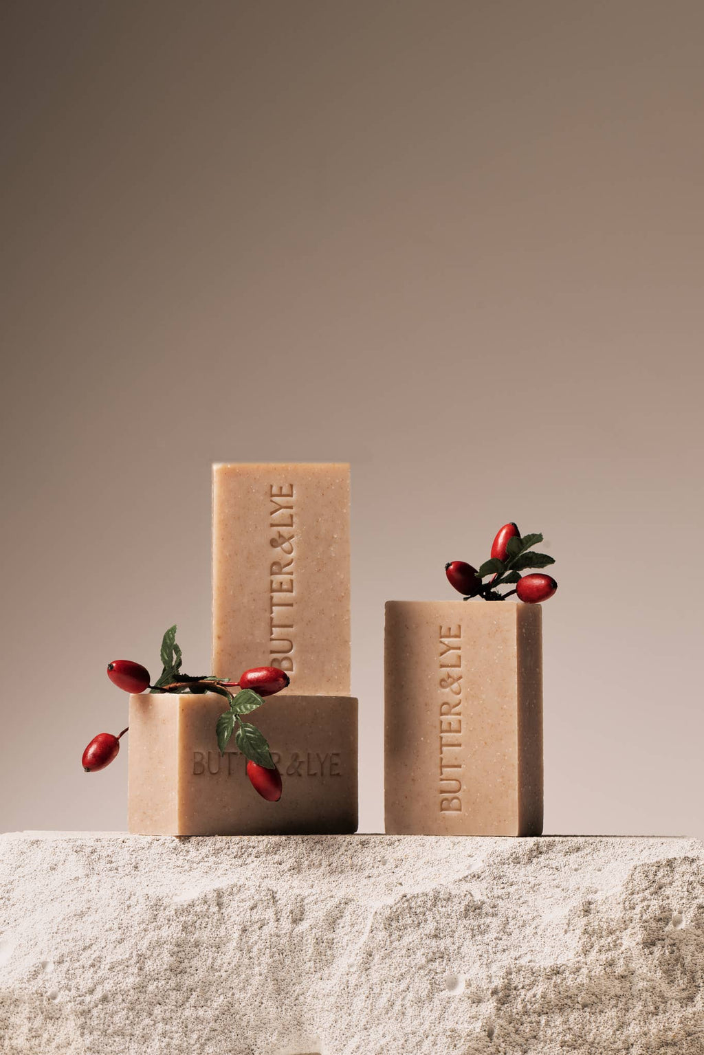 Butter & Lye moisturizing rosehip face and body soap bar in plastic-free packaging