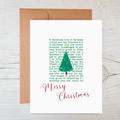 Plantable wildflower seed Christmas card featuring a green holiday tree design and recycled Kraft brown envelope.